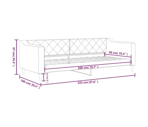 Sofa, Tamsiai Pilkos Spalvos, 90X200cm Audinys