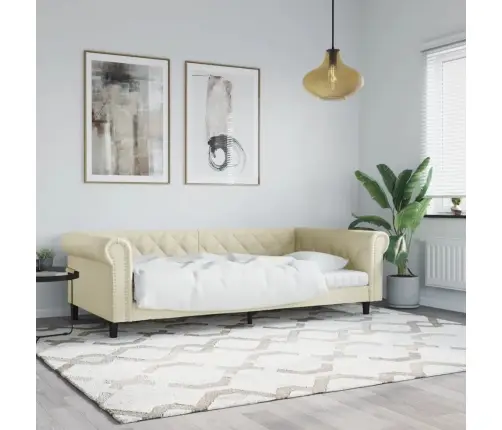 Päevavoodi, Kreemjas, 100 X 200 cm Kunstnahk