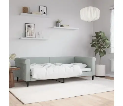 Dīvāngulta, Gaiši Pelēka, 90X190 Cm, Samts Vidaxl