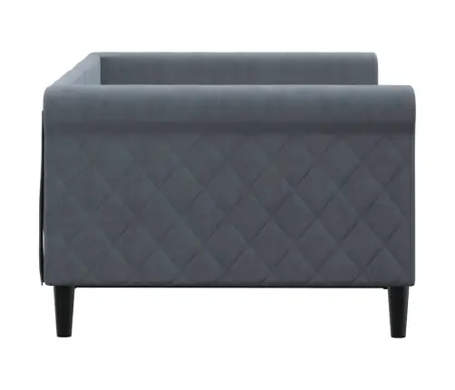 Päevavoodi Ilma Madratsita, Tumehall, 90X190 cm Samet