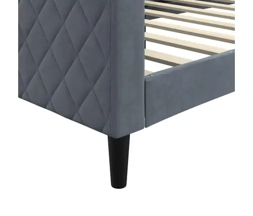 Päevavoodi Ilma Madratsita, Tumehall, 90X190 cm Samet