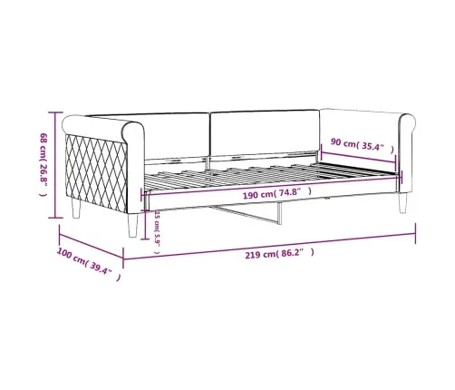 Sofa, Juodos Spalvos, 90X190cm Aksomas