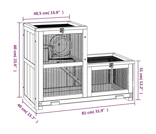 Žiurkėnų Narvas, 81X40X60cm Eglės Medienos Masyvas Žiurkėnų Narvas, 81X40X60cm Eglės Medienos Masyvas
