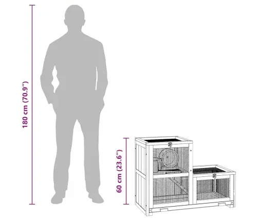 Žiurkėnų Narvas, 81X40X60cm Eglės Medienos Masyvas Žiurkėnų Narvas, 81X40X60cm Eglės Medienos Masyvas