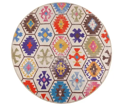 Paklājs, Ø 120 Cm, Daudzkrāsains, Mazgājams, Neslīdošs Vidaxl