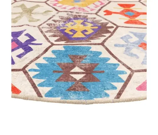 Paklājs, Ø 120 Cm, Daudzkrāsains, Mazgājams, Neslīdošs Vidaxl