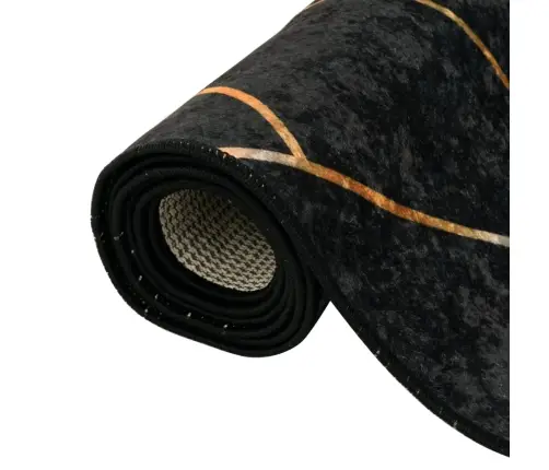 Kilimas, Juodas Ir Auksinis, 80X300 cm Neslystantis, Plaunamas