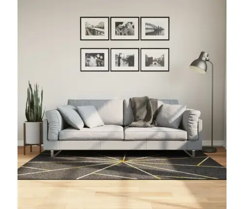 Paklājs, 120X180 Cm, Mazgājams, Neslīdošs, Melna Ar Zelta Vidaxl