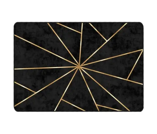 Paklājs, 160X230 Cm, Mazgājams, Neslīdošs, Melna Ar Zelta Vidaxl Paklājs, 160X230 Cm, Mazgājams, Neslīdošs, Melna Ar Zelta Vidaxl