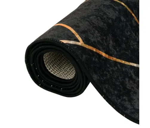 Paklājs, 160X230 Cm, Mazgājams, Neslīdošs, Melna Ar Zelta Vidaxl Paklājs, 160X230 Cm, Mazgājams, Neslīdošs, Melna Ar Zelta Vidaxl