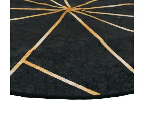 Paklājs, Ø 120 Cm, Melna Ar Zelta, Mazgājams, Neslīdošs Vidaxl