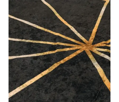 Paklājs, Ø 120 Cm, Melna Ar Zelta, Mazgājams, Neslīdošs Vidaxl