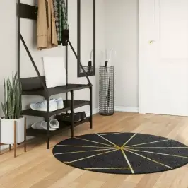 Kilimas, Juodas Ir Auksinis, 120cm Neslystantis, Plaunamas Kilimas, Juodas Ir Auksinis, 120cm Neslystantis, Plaunamas