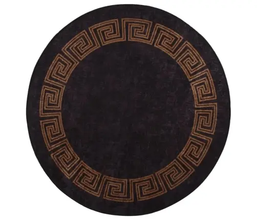 Paklājs, Ø 200 Cm, Melna Ar Zelta, Mazgājams, Neslīdošs Vidaxl