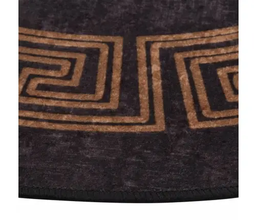 Paklājs, Ø 200 Cm, Melna Ar Zelta, Mazgājams, Neslīdošs Vidaxl