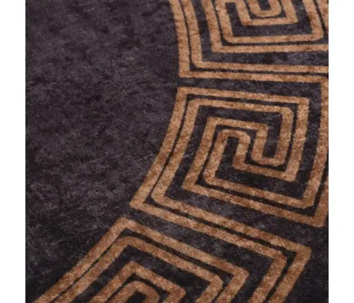 Paklājs, Ø 200 Cm, Melna Ar Zelta, Mazgājams, Neslīdošs Vidaxl