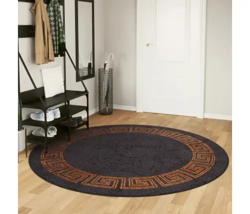 Paklājs, Ø 200 Cm, Melna Ar Zelta, Mazgājams, Neslīdošs Vidaxl