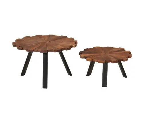 Kafijas Galdiņi, 2 Gab., Pārstrādāts Masīvkoks Un Dzelzs Vidaxl