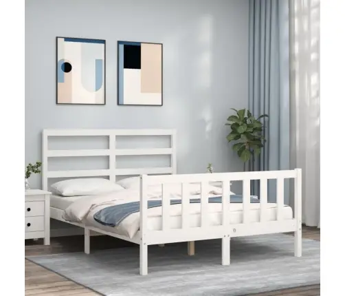 Lovos Rėmas Su Galvūgaliu, Baltas, Mediena, Mažas Dvivietis