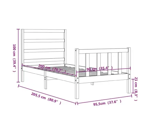 Voodiraam Ilma Madratsita, Valge, 90 X 200 cm Männipuit