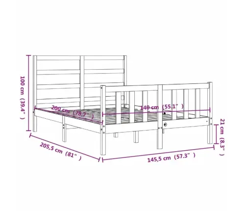 Voodiraam Ilma Madratsita, Valge, 140 X 200 cm Männipuit