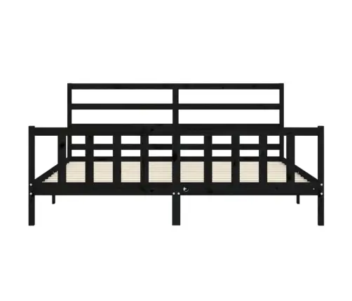 Gultas Rāmis Ar Galvgali, Melns, 200X200 Cm, Masīvkoks Vidaxl