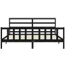 Gultas Rāmis Ar Galvgali, Melns, 200X200 Cm, Masīvkoks Vidaxl