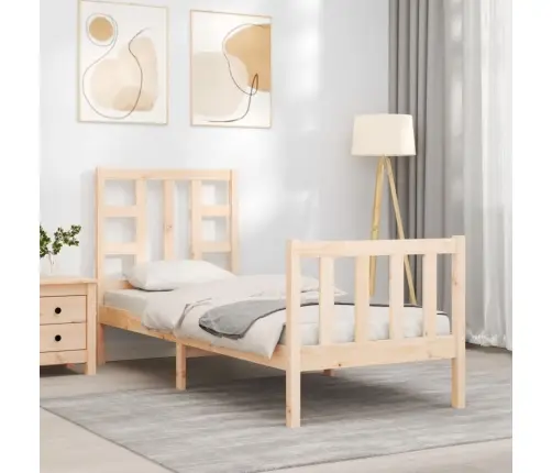 Gultas Rāmis Ar Galvgali, Vienvietīgs, Masīvkoks Vidaxl