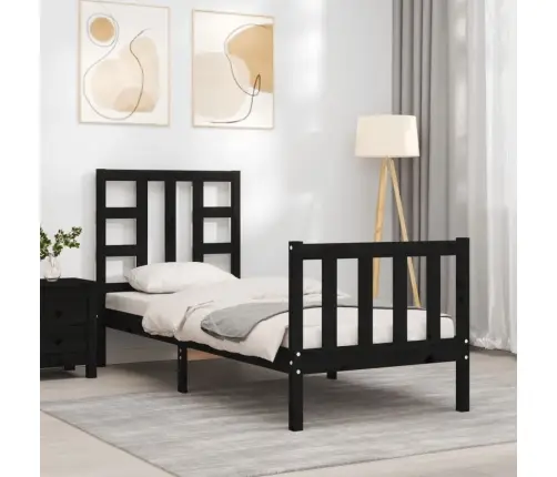 Voodiraam Peatsiga, Must, Täispuit