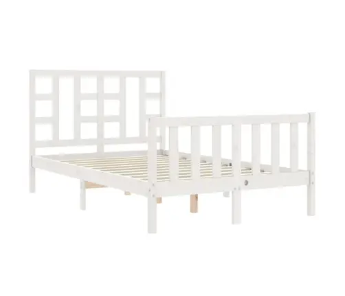 Lovos Rėmas Su Galvūgaliu, Baltas, Mediena, Mažas Dvivietis