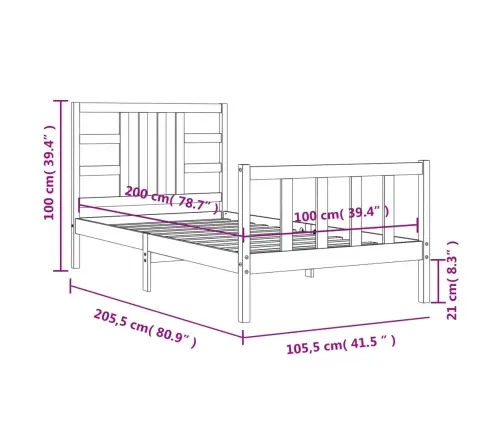 Lovos Rėmas Be Čiužinio, 100X200cm Pušies Medienos Masyvas