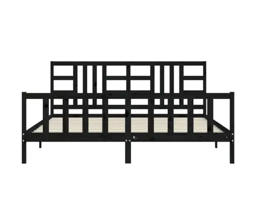 Voodiraam Peatsiga, Must, 200 X 200 cm Täispuit