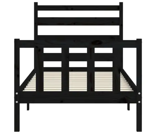 Lovos Rėmas Su Galvūgaliu, Juodas, Mediena, Mažas Vienvietis