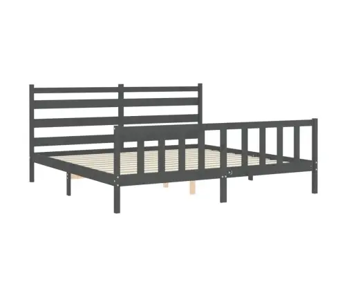 Gultas Rāmis Ar Galvgali, 200X200 Cm, Masīvkoks, Pelēks Vidaxl