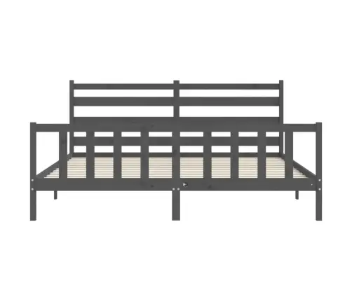 Gultas Rāmis Ar Galvgali, 200X200 Cm, Masīvkoks, Pelēks Vidaxl
