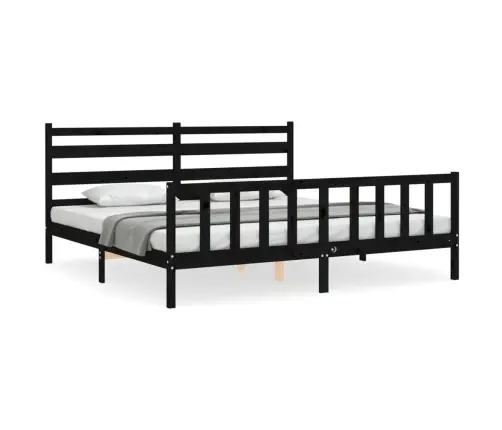 Voodiraam Peatsiga, Must, 200 X 200 cm Täispuit