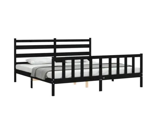 Voodiraam Peatsiga, Must, 200 X 200 cm Täispuit