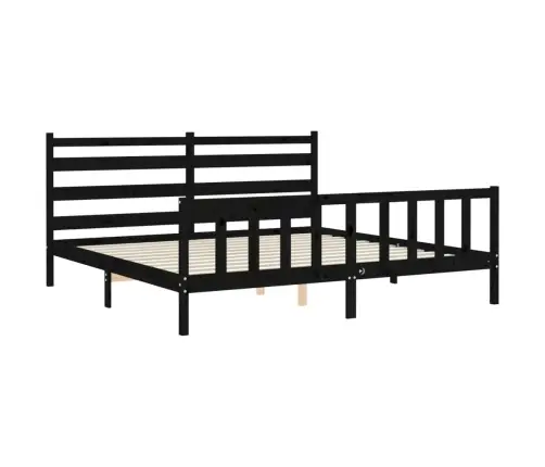 Voodiraam Peatsiga, Must, 200 X 200 cm Täispuit