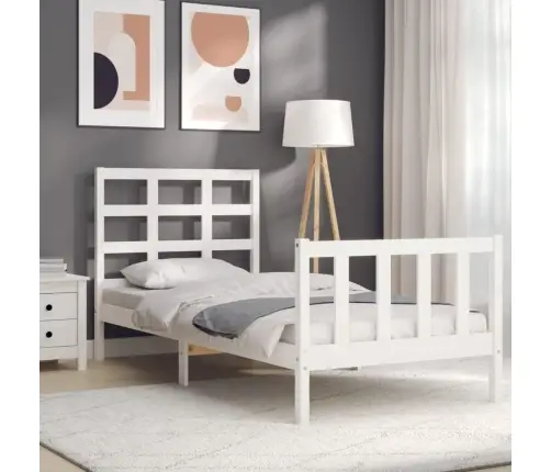 Gultas Rāmis Ar Galvgali, Vienvietīgs, Masīvkoks, Balts Vidaxl