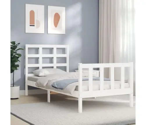 Gultas Rāmis Ar Galvgali, Vienvietīgs, Masīvkoks, Balts Vidaxl