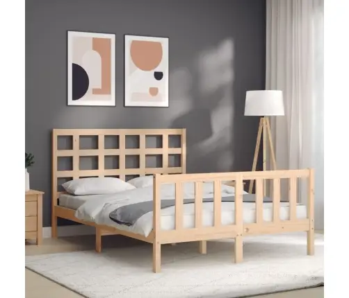 Gultas Rāmis Ar Galvgali, Divvietīgs, Masīvkoks Vidaxl