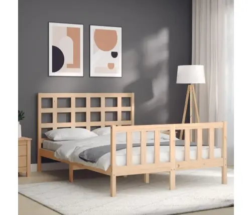 Gultas Rāmis Ar Galvgali, Divvietīgs, Masīvkoks Vidaxl