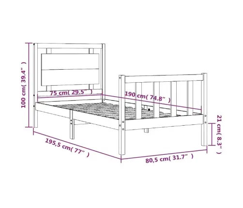 Gultas Rāmis Ar Galvgali, Vienvietīgs, Masīvkoks, Melns Vidaxl
