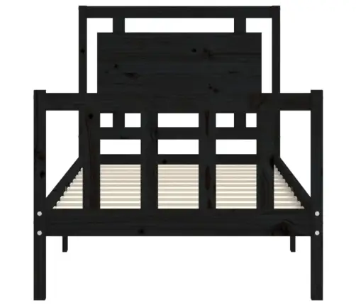 Gultas Rāmis Ar Galvgali, Vienvietīgs, Masīvkoks, Melns Vidaxl