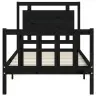 Gultas Rāmis Ar Galvgali, Vienvietīgs, Masīvkoks, Melns Vidaxl