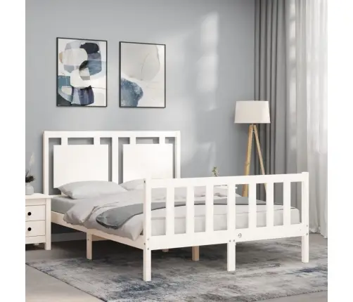 Voodiraam Peatsiga, Valge, Täispuit