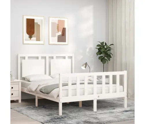 Voodiraam Peatsiga, Valge, Täispuit