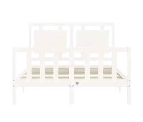 Gultas Rāmis Ar Galvgali, Balts, Divvietīgs, Masīvkoks Vidaxl