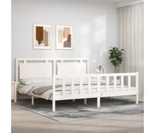 Gulta Bez Matrača, Balts, 200X200 Cm, Priedes Masīvkoks Vidaxl