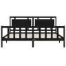 Gultas Rāmis Ar Galvgali, Melns, 200X200 Cm, Masīvkoks Vidaxl